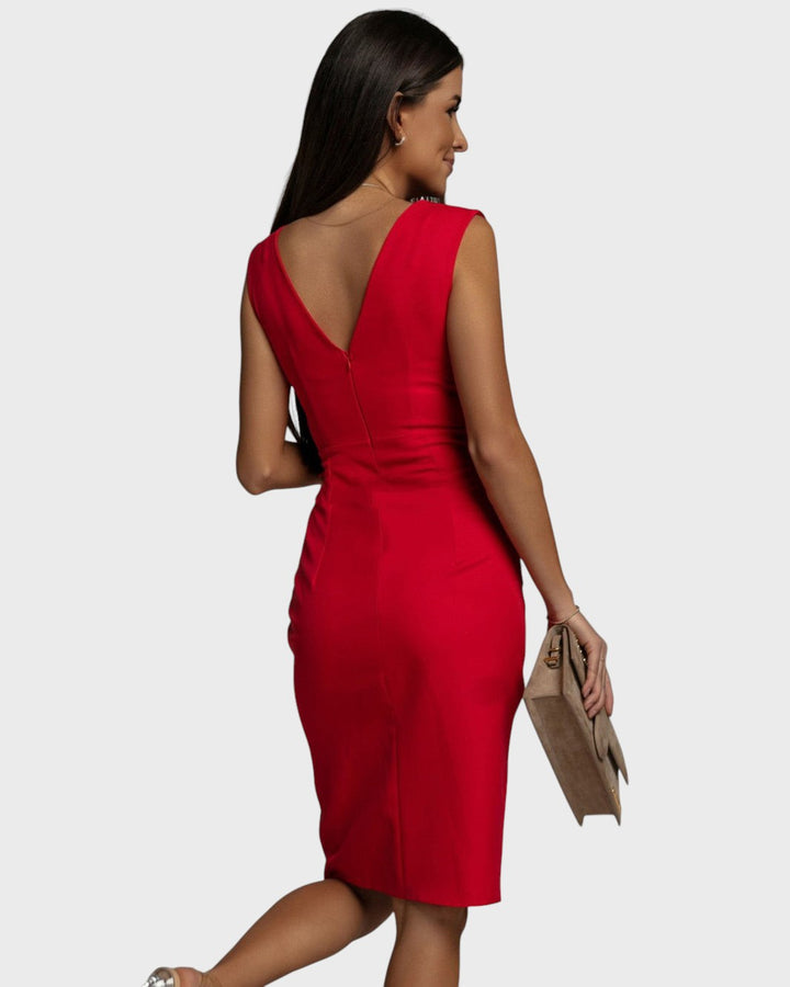 Elza™ - Елегантна рокля с прехлупване