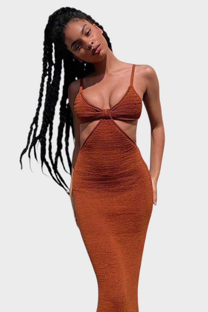 Iliyana™ - Плетена рокля миди с разкрой