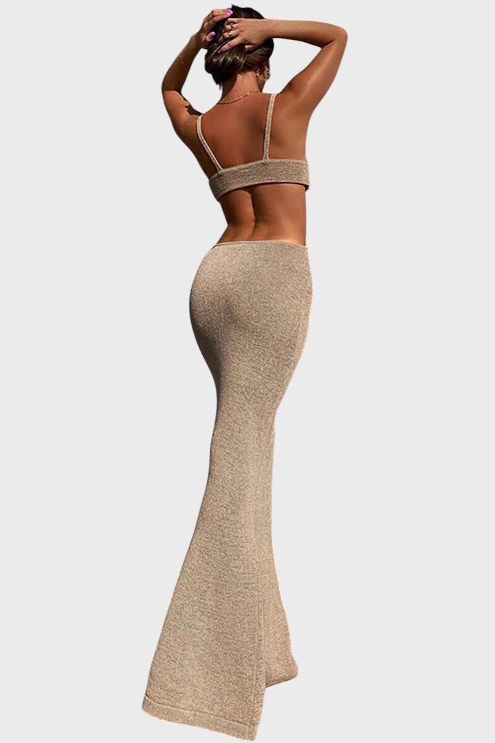 Iliyana™ - Плетена рокля миди с разкрой