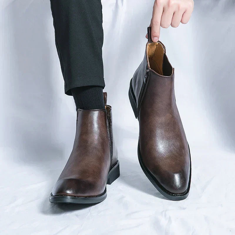 Cooper | Zippered Orthopedic Leather Chelsea Boots