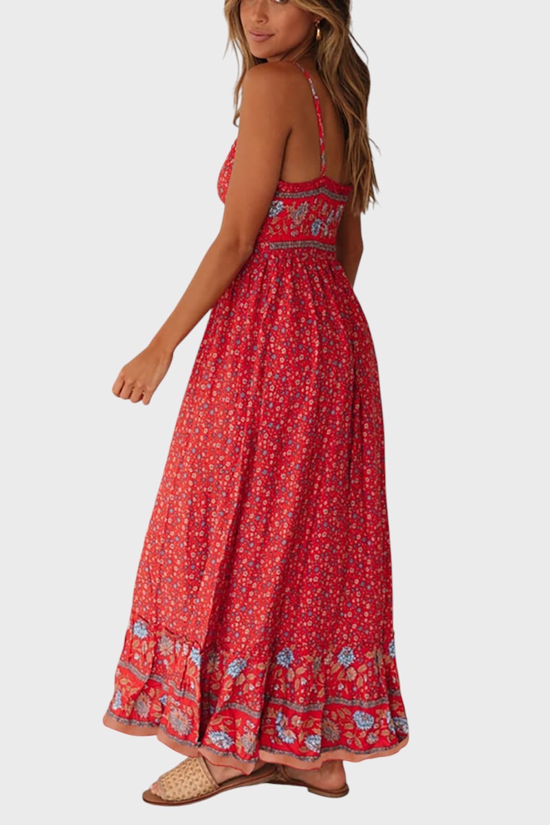 Kiriaki™ - Макси рокля на цветя с тънки презрамки