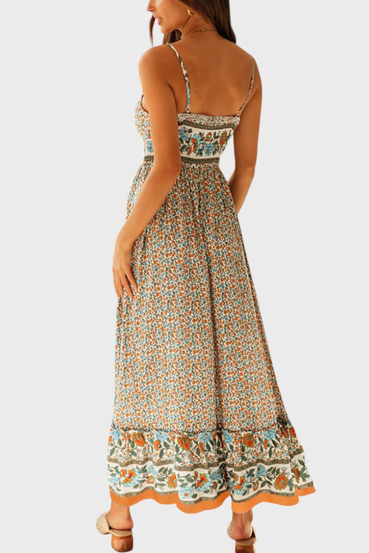 Kiriaki™ - Макси рокля на цветя с тънки презрамки